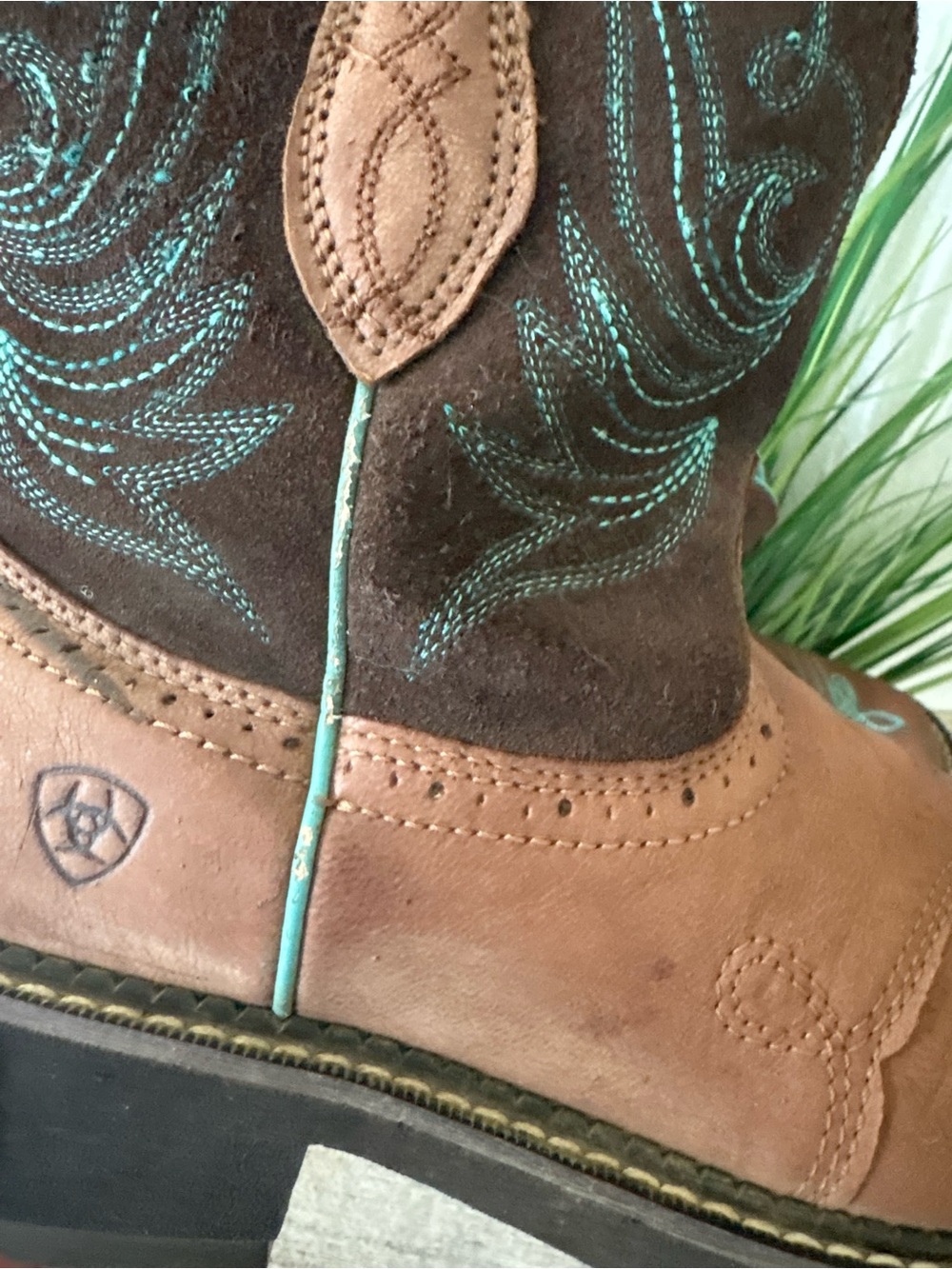 Ariat Fatbaby Cowgirl Brown And Teal Boots - Picture 7 of 12